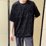A452--6133--P55 P55 New Velvet Jacquard Round Neck T-shirt In Summer