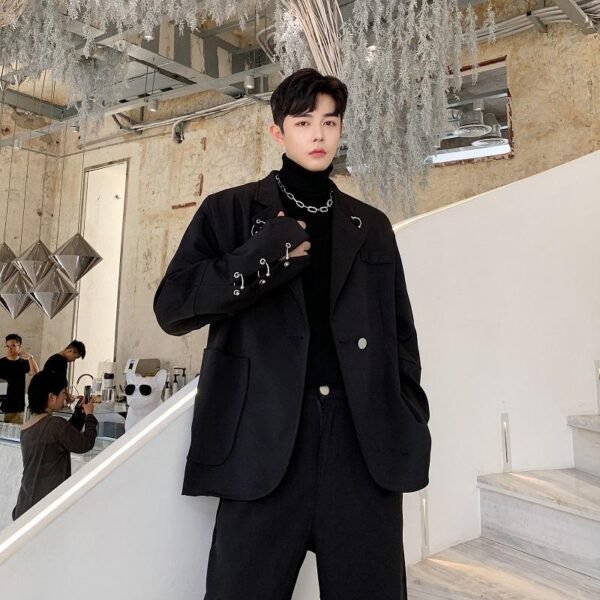 Vintage Men's Black Suit Casual Mens Outfits Leisure Suits