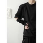 YM03P45 Minimalist, Lazy, Niche, Irregular Gloves T Shirts