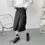 K1858 P55 Asymmetrical Loose Five-point Pants