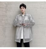 KK1662/P115 Mesh Hollow Edging Solid Color Loose Sunscreen Windbreaker Jacket