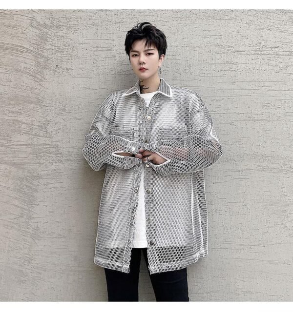 KK1662/P115 Mesh Hollow Edging Solid Color Loose Sunscreen Windbreaker Jacket