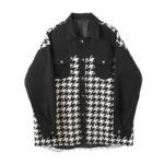 P115 Fashionable Plaid Panel Personalized Raw Edge Cutting Design Fashionable Jacket