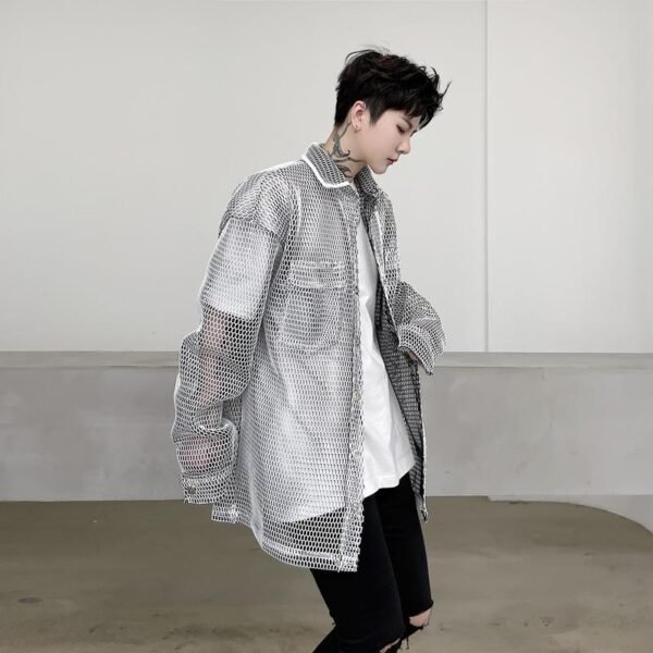 KK1662/P115 Mesh Hollow Edging Solid Color Loose Sunscreen Windbreaker Jacket