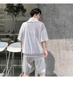 KK1614/P125 Solid Color Crumpled Lapel Shorts Suit