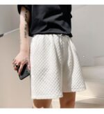 Kk1616 / P115 Solid Color Diamond Lattice Embossed Buttonless Vest Shorts Set