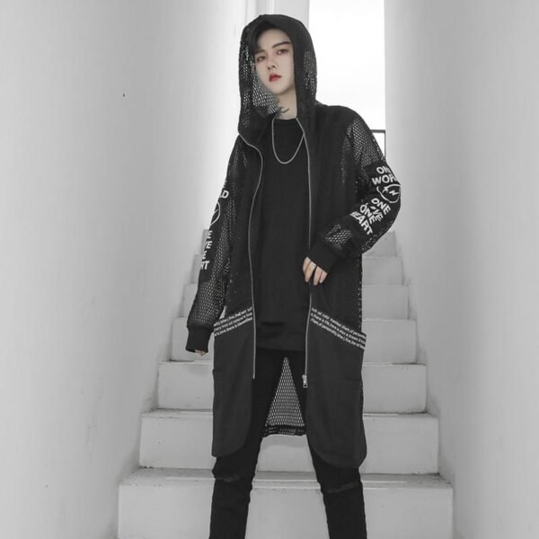 Fashion Streetwear Mesh Cardigan Mesh Jacket Loose Cardigan