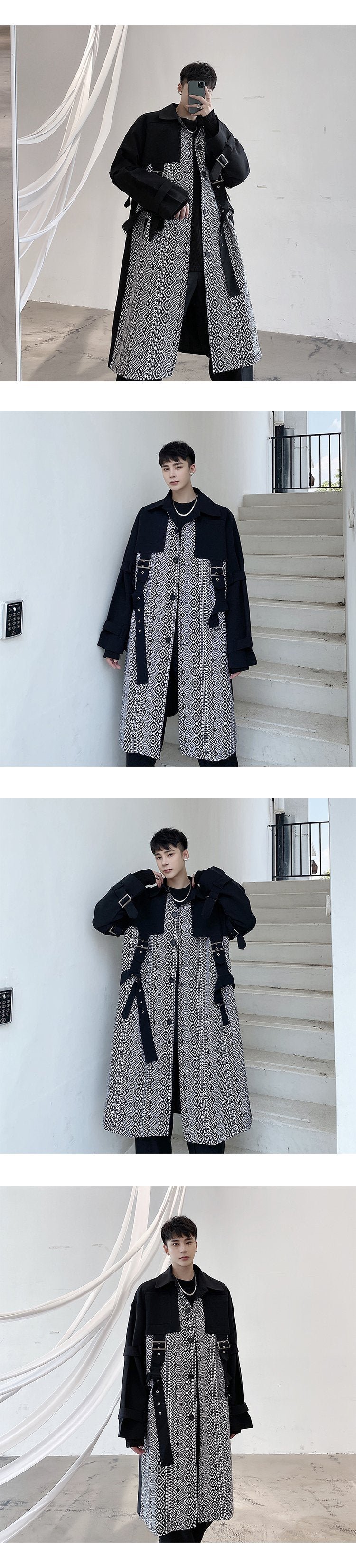 7616-P155 Yamamoto Dark Niche Long Trench Coat