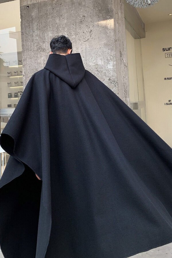 Yamamoto Style Dark Funeral Super Long Hooded Windbreaker Oversize Hedging Cape Over-the-knee Coat