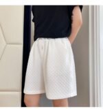 Kk1616 / P115 Solid Color Diamond Lattice Embossed Buttonless Vest Shorts Set