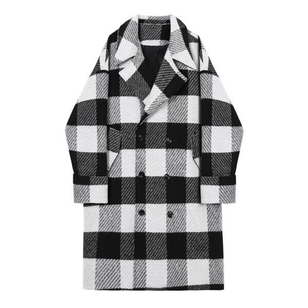 Retro Coat Plaid Wool Coat Plaid Trench Coat Flannel Coat Checkered Jacket