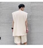 KK1612/P110 Pure Color Shoulder Pad Vest Shorts Set
