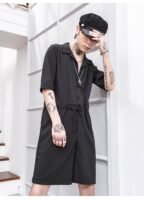 Japanese Retro-fitting Pants Suit Summer Men's Loose Short Sleeved Clothes Korean Version of The Integrated Suit Shorts