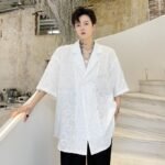 KK1702/P110 Solid Color Dark Floral Short-sleeved Suit Jacket