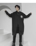 Korean Fashion Men's Windbreaker Jacket Zip Up Jacket Long Skull Jacket