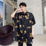 KK1684/P85 Animal Print Loose Short Sleeve Shirt