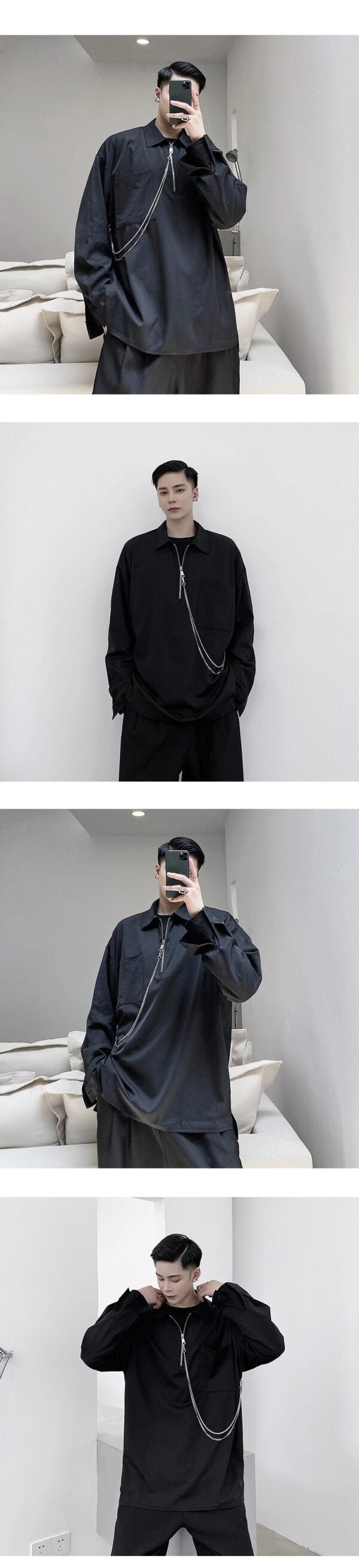 S87 Fall New Design Sense with Pendant-feeling Loose-fitting Casual Literary Shirt