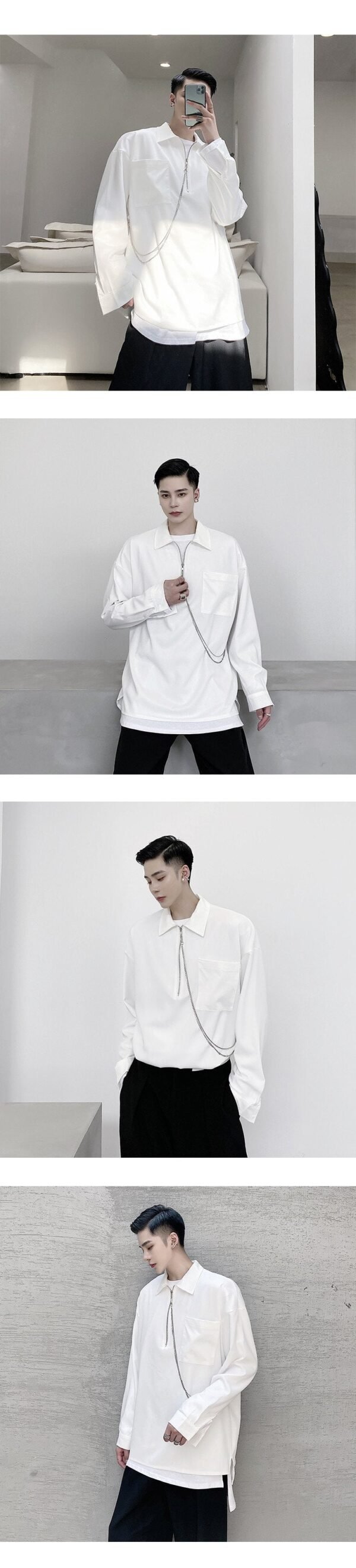 S87 Fall New Design Sense with Pendant-feeling Loose-fitting Casual Literary Shirt