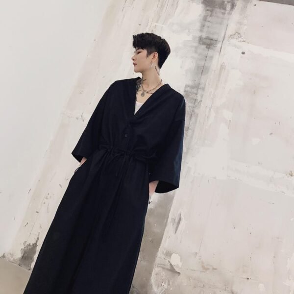 Japanese Streetwear Long Black Sleeve Jumpsuit Casual Jumpsuit for Men