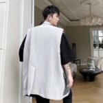 KK1631/P150 Lattice Stitching Contrast Color Fake Two-piece Vest