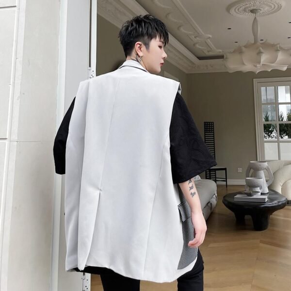 KK1631/P150 Lattice Stitching Contrast Color Fake Two-piece Vest