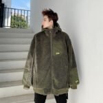 W205P125 Lambswool Jacket Handsome Hooded Thickened Cotton-padded Casual Jacket