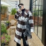 Retro Coat Plaid Wool Coat Plaid Trench Coat Flannel Coat Checkered Jacket