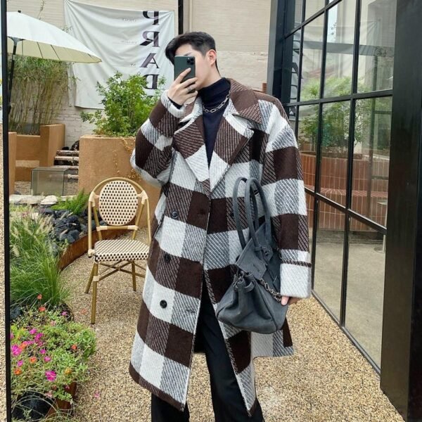 Retro Coat Plaid Wool Coat Plaid Trench Coat Flannel Coat Checkered Jacket