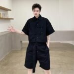 B251A-TT87-P130 Dark Black Korean Men's Overalls Jumpsuit