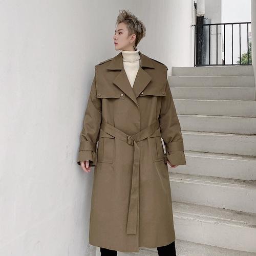 P125 Autumn and Winter Mid-length Men's Windbreaker Loose Lapel Jacket