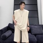 KK1612/P110 Pure Color Shoulder Pad Vest Shorts Set