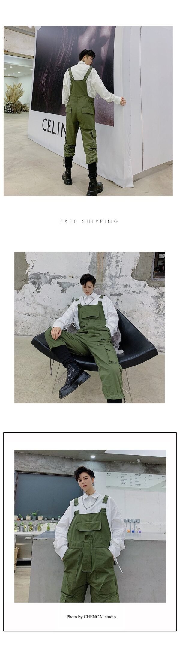 Mens Fashion Carhartt Overalls Black Cargo Dungarees