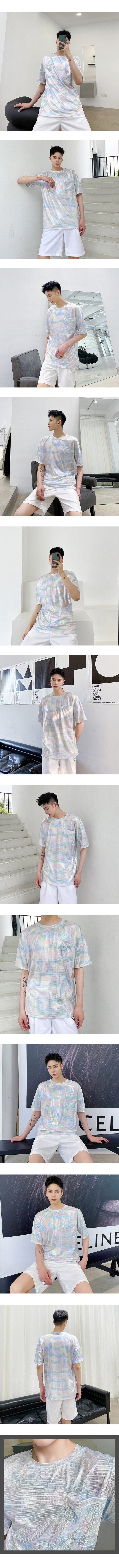 Summer Thin Shiny Colorful Falling Loose T-shirt