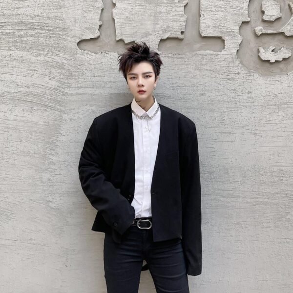 KK1585/P165 Detachable Colorblock Collar Short Jacket Suit