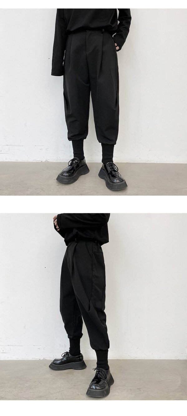 H1132 Dark Line All-match Loose Half Elastic Waist Casual Trousers