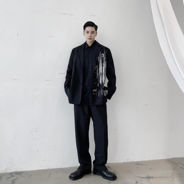 P115 Dark Pioneer Graffiti Print Personality Baggy Suit Jacket