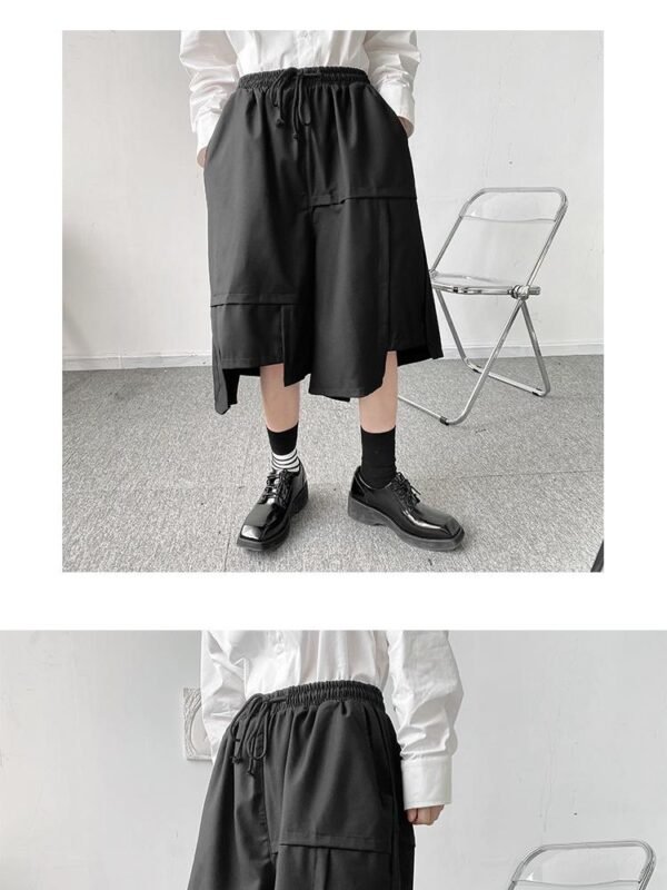 K1905 P65 Dark Asymmetric Japanese Loose Shorts