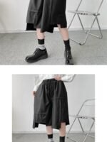 K1905 P65 Dark Asymmetric Japanese Loose Shorts