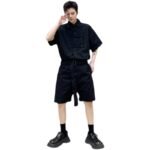 B251A-TT87-P130 Dark Black Korean Men's Overalls Jumpsuit