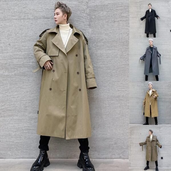 P125 Autumn and Winter Mid-length Men's Windbreaker Loose Lapel Jacket