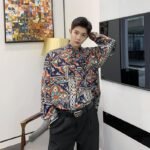Homemade Lazy Style Retro Personality Totem with Loose Long-sleeved Shirt
