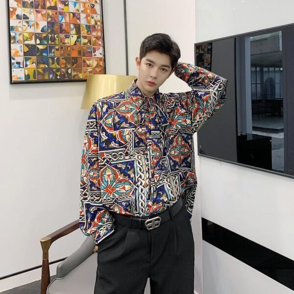 Homemade Lazy Style Retro Personality Totem with Loose Long-sleeved Shirt