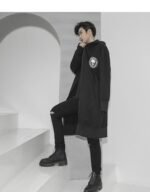 Korean Fashion Men's Windbreaker Jacket Zip Up Jacket Long Skull Jacket