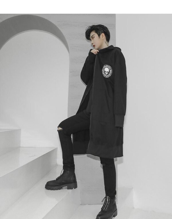 Korean Fashion Men's Windbreaker Jacket Zip Up Jacket Long Skull Jacket