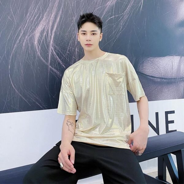 Summer Thin Shiny Colorful Falling Loose T-shirt