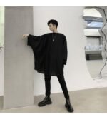 KK932/P75 Solid Color Side Slit Raglan Sleeve Loose Large-fit Men's Long Sleeve T-Shirt