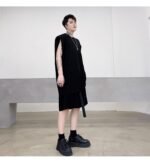 KK1612/P110 Pure Color Shoulder Pad Vest Shorts Set