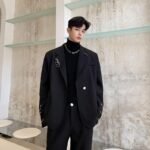 Vintage Men's Black Suit Casual Mens Outfits Leisure Suits