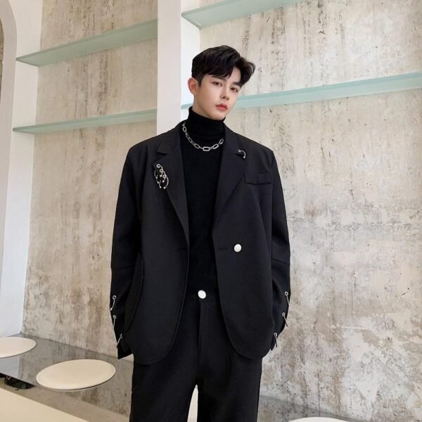 Vintage Men's Black Suit Casual Mens Outfits Leisure Suits