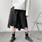 K1905 P65 Dark Asymmetric Japanese Loose Shorts